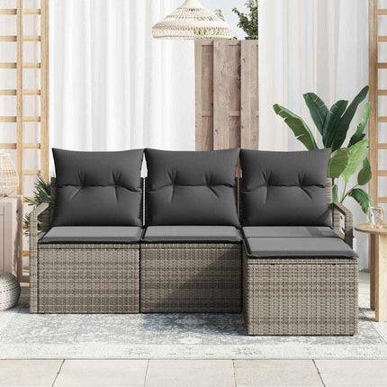 Bankstel Met Kussen Met Opslag 4 Pcs Poly Rattan