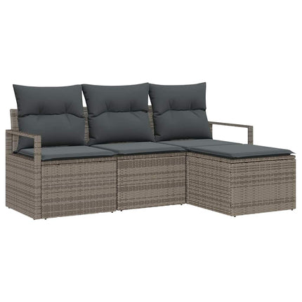 Bankstel Met Kussen Met Opslag 4 Pcs Poly Rattan