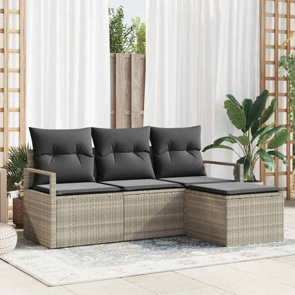 Bankstel Met Kussen Met Opslag 4 Pcs Poly Rattan