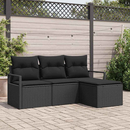 Bankstel Met Kussen Met Opslag 4 Pcs Poly Rattan