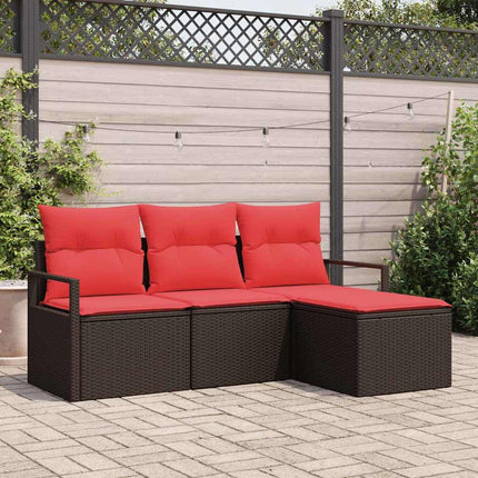 Bankstel Met Kussen Met Opslag 4 Pcs Poly Rattan