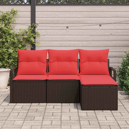 Bankstel Met Kussen Met Opslag 4 Pcs Poly Rattan