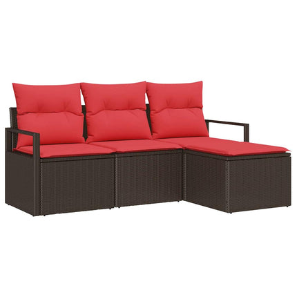 Bankstel Met Kussen Met Opslag 4 Pcs Poly Rattan