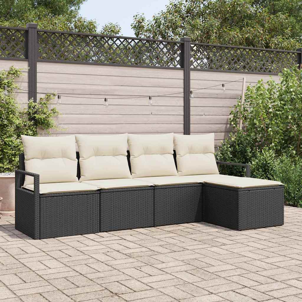 Bankstel Met Kussen Met Opslag 5 Pcs En Crème Poly Rattan