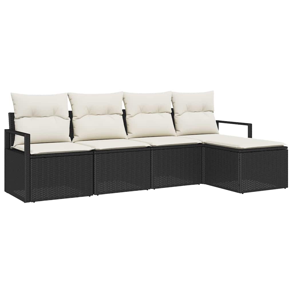 Bankstel Met Kussen Met Opslag 5 Pcs En Crème Poly Rattan