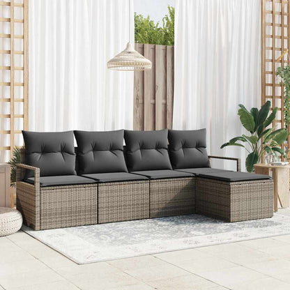 Bankstel Met Kussen Met Opslag 5 Pcs En Crème Poly Rattan