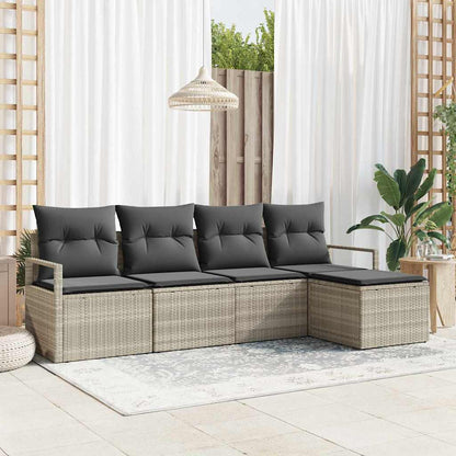 Bankstel Met Kussen Met Opslag 5 Pcs En Crème Poly Rattan