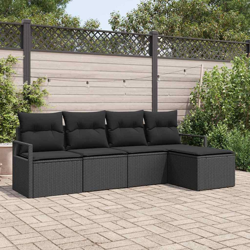 Bankstel Met Kussen Met Opslag 5 Pcs En Crème Poly Rattan