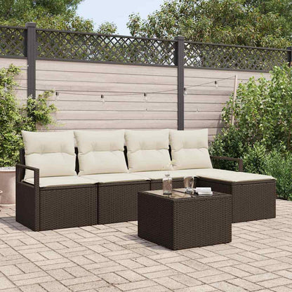 Bankstel Met Kussen Met Opslag 5 Pcs En Crème Poly Rattan