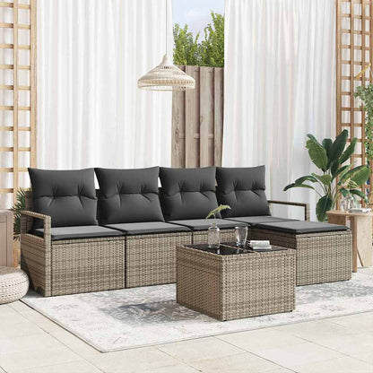 Bankstel Met Kussen Met Opslag 5 Pcs En Crème Poly Rattan