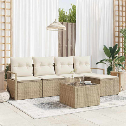 Bankstel Met Kussen Met Opslag 5 Pcs Poly Rattan