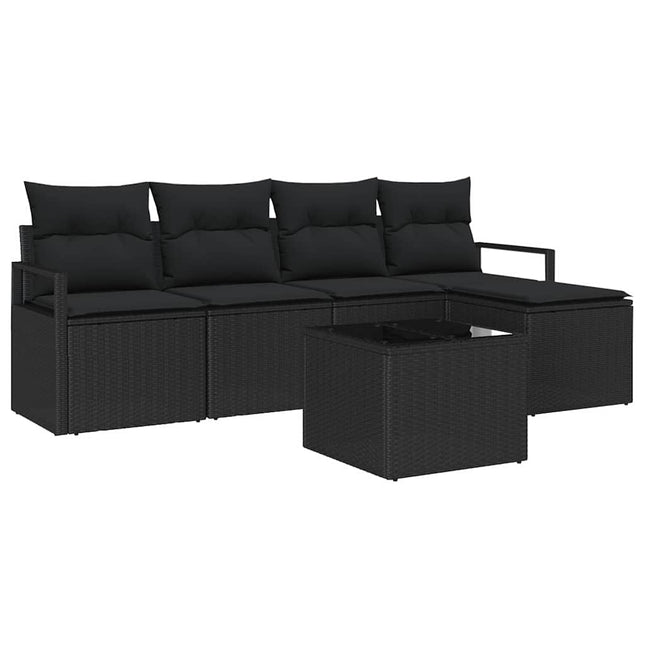 Bankstel Met Kussen Met Opslag 6 Pcs Poly Rattan