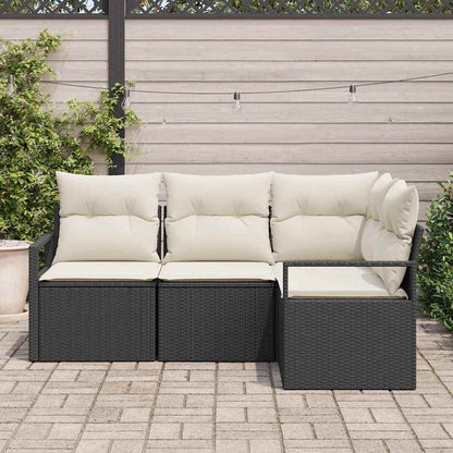 Bankstel Met Kussen Met Opslag 4 Pcs En Crème Poly Rattan