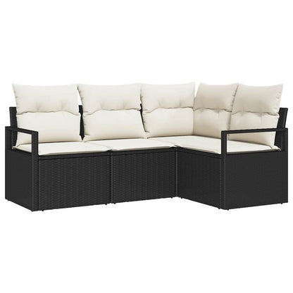 Bankstel Met Kussen Met Opslag 4 Pcs En Crème Poly Rattan