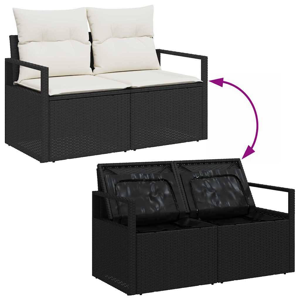 Bankstel Met Kussen Met Opslag 4 Pcs En Crème Poly Rattan