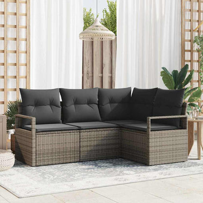 Bankstel Met Kussen Met Opslag 4 Pcs En Crème Poly Rattan