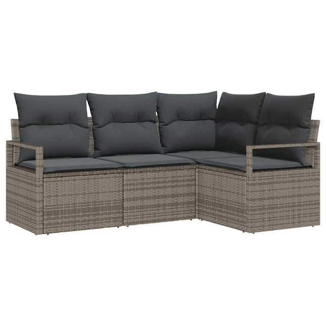 Bankstel Met Kussen Met Opslag 4 Pcs Poly Rattan