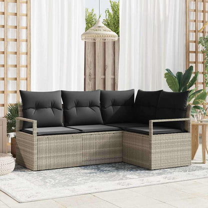 Bankstel Met Kussen Met Opslag 4 Pcs En Crème Poly Rattan