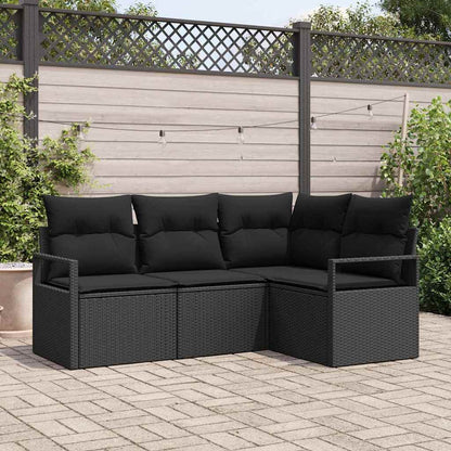 Bankstel Met Kussen Met Opslag 4 Pcs En Crème Poly Rattan