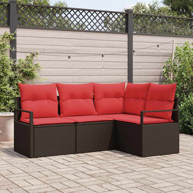 Tuinbankenset Met Kussen 4 Pcs Poly Rattan