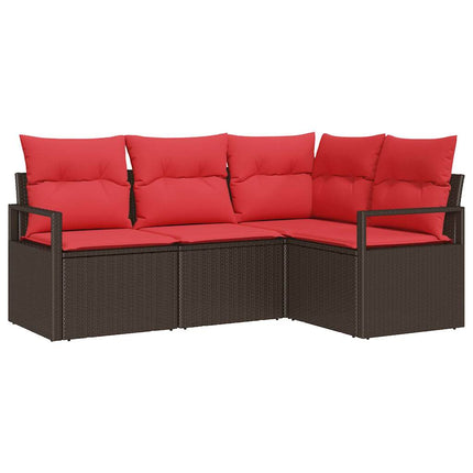 Tuinbankenset Met Kussen 4 Pcs Poly Rattan
