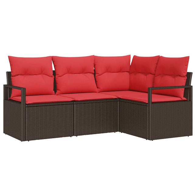Tuinbankenset Met Kussen 4 Pcs Poly Rattan