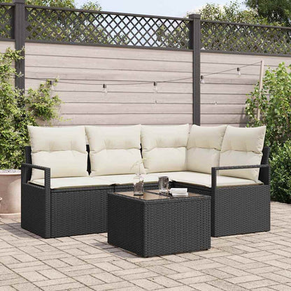 Bankstel Met Kussen Met Opslag 4 Pcs En Crème Poly Rattan