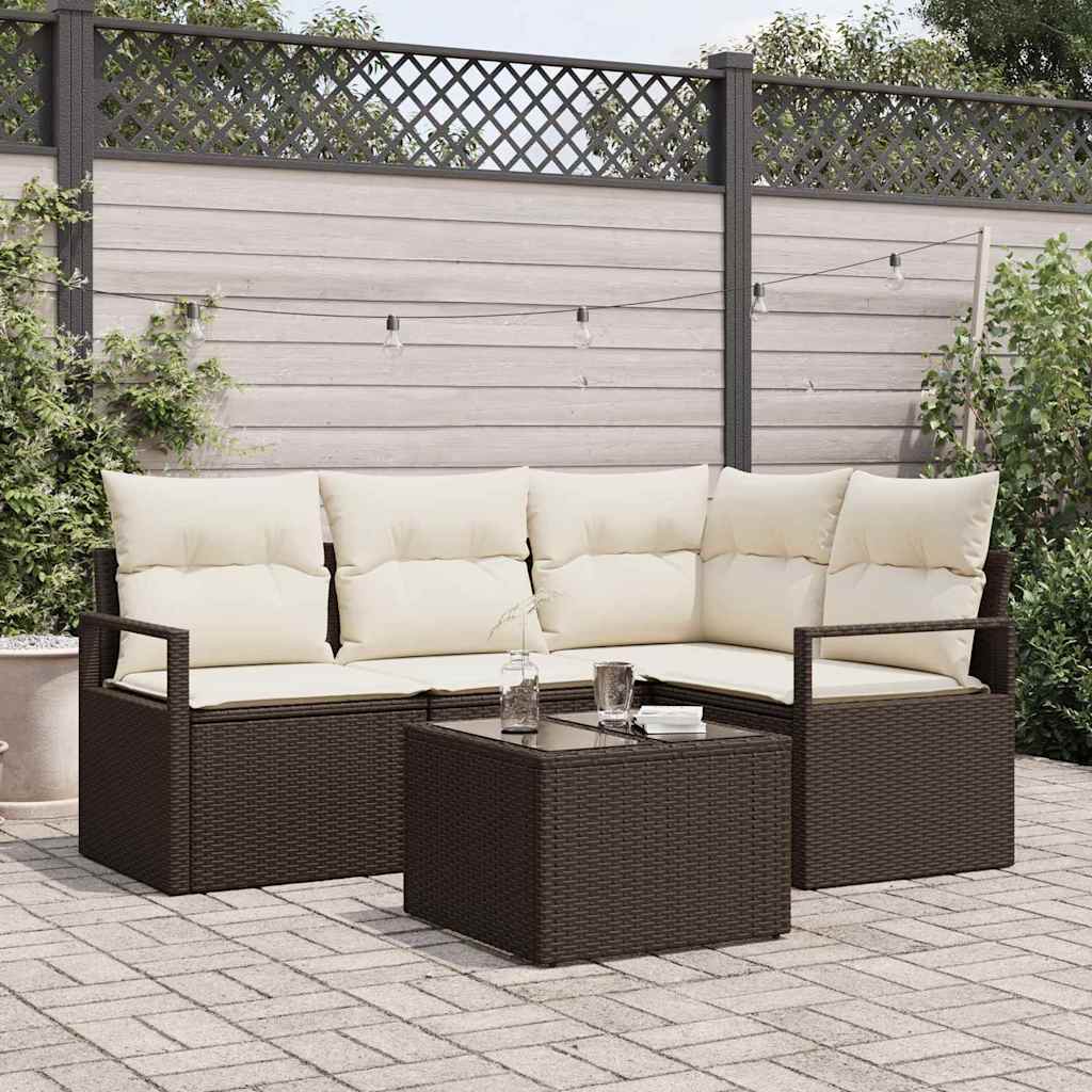 Bankstel Met Kussen Met Opslag 4 Pcs En Crème Poly Rattan