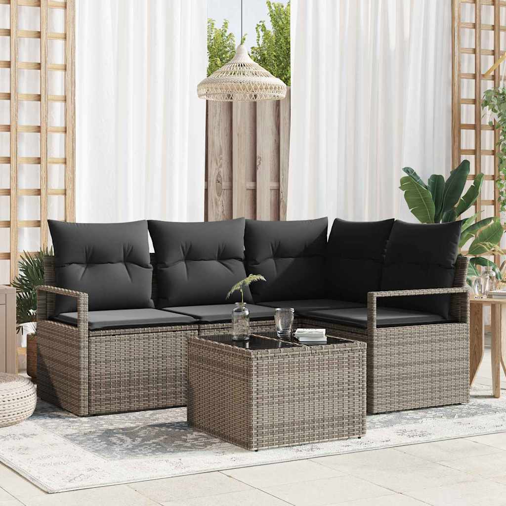 Bankstel Met Kussen Met Opslag 4 Pcs En Crème Poly Rattan