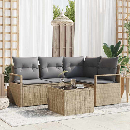 Bankstel Met Kussen Met Opslag 4 Pcs En Crème Poly Rattan