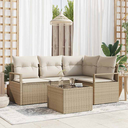 Bankstel Met Kussen Met Opslag 4 Pcs En Crème Poly Rattan