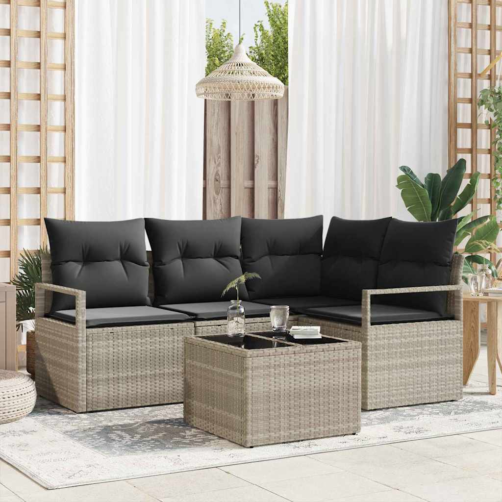 Bankstel Met Kussen Met Opslag 4 Pcs En Crème Poly Rattan