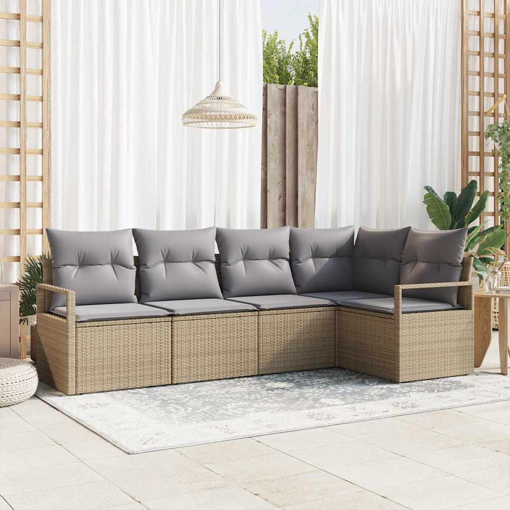 Tuinbankenset Met Kussen 5 Pcs Poly Rattan