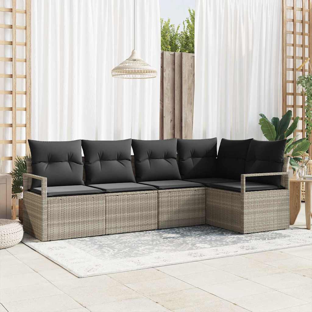 Tuinbankenset Met Kussen 5 Pcs Poly Rattan