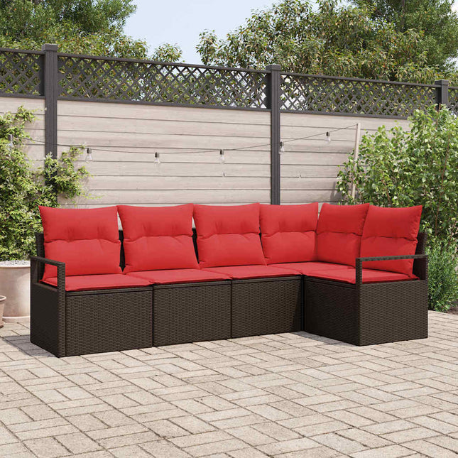 Tuinbankenset Met Kussen 5 Pcs Poly Rattan