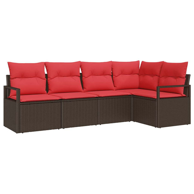 Tuinbankenset Met Kussen 5 Pcs Poly Rattan
