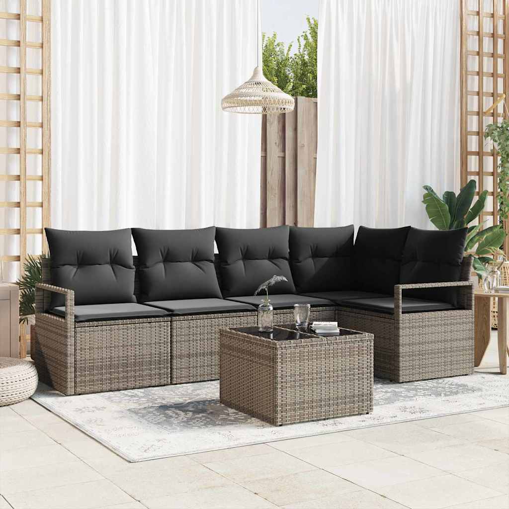 Tuinbankenset Met Kussen 5 Pcs Poly Rattan