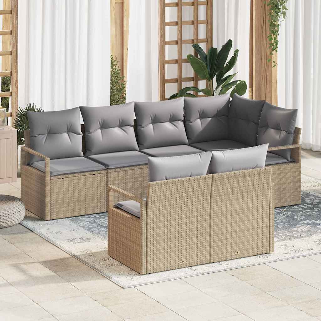 Tuinbankenset Met Kussen 7 Pcs Poly Rattan