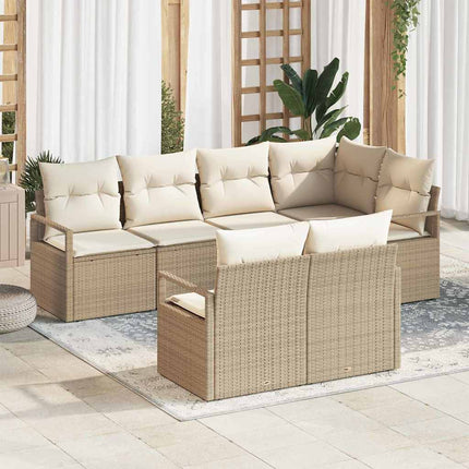 Tuinbankenset Met Kussen Met Opslag 7 Pcs Poly Rattan