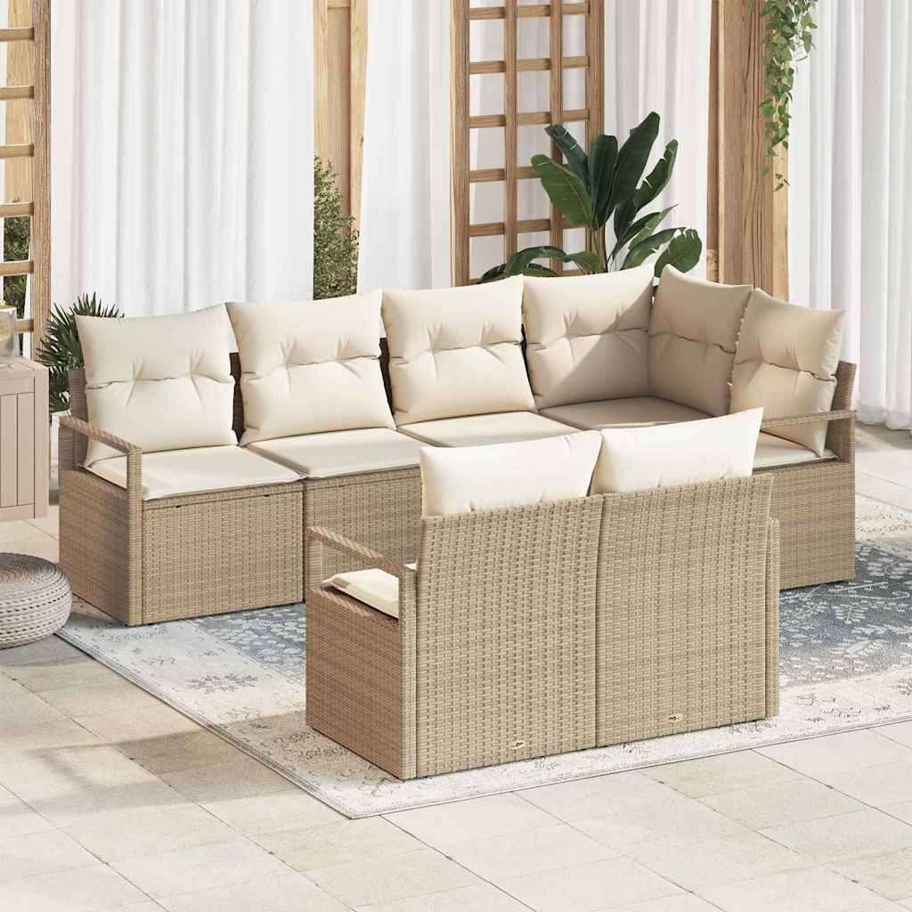 Tuinbankenset Met Kussen 7 Pcs Poly Rattan