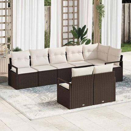 Tuinbankenset Met Kussen 9 Pcs En Crème Poly Rattan