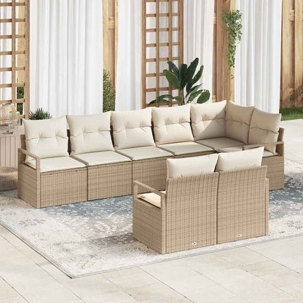 Tuinbankenset Met Kussen 9 Pcs En Crème Poly Rattan