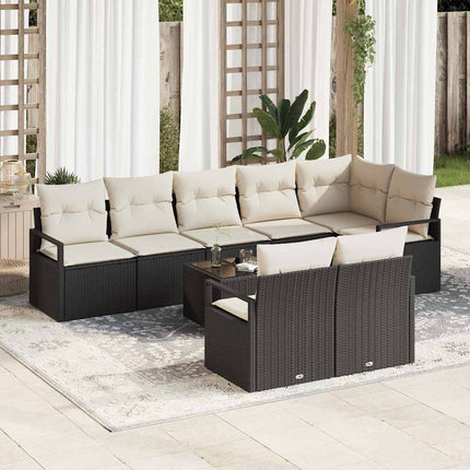 Tuinbankenset Met Kussen 9 Pcs En Crème Poly Rattan