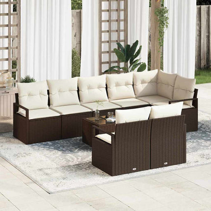 Tuinbankenset Met Kussen 9 Pcs En Crème Poly Rattan