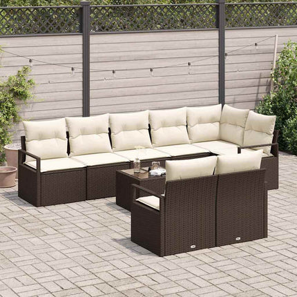 Tuinbankenset Met Kussen 9 Pcs En Crème Poly Rattan