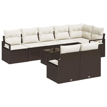 Tuinbankenset Met Kussen 9 Pcs En Crème Poly Rattan