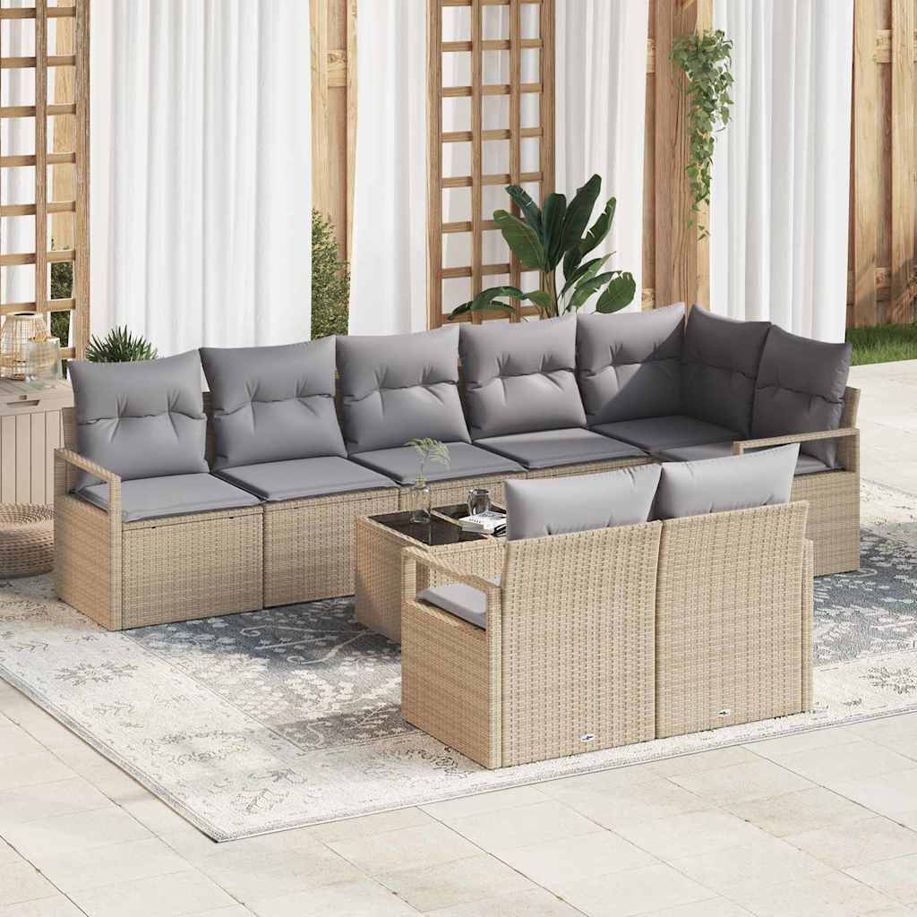 Tuinbankenset Met Kussen 8 Pcs Poly Rattan