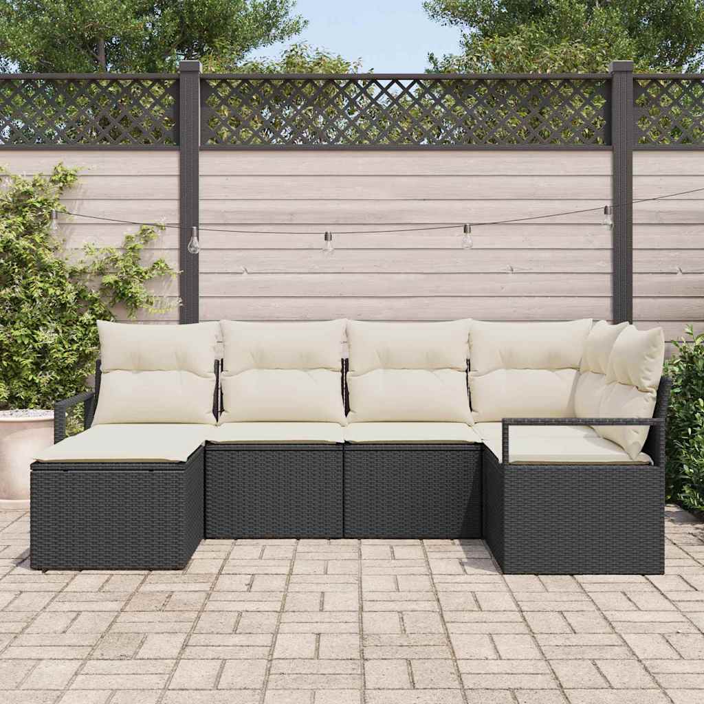 Bankstel Met Kussen Met Opslag 6 Pcs En Crème Poly Rattan