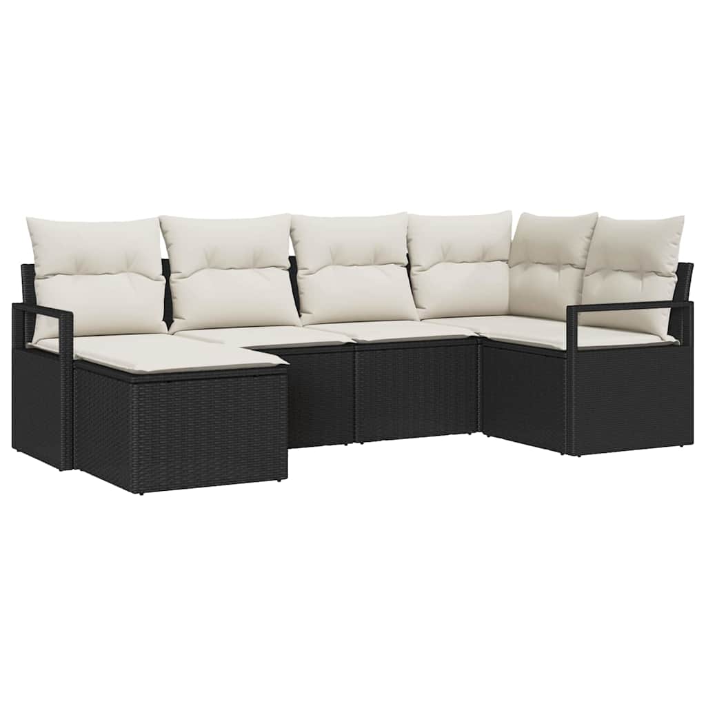 Bankstel Met Kussen Met Opslag 6 Pcs En Crème Poly Rattan