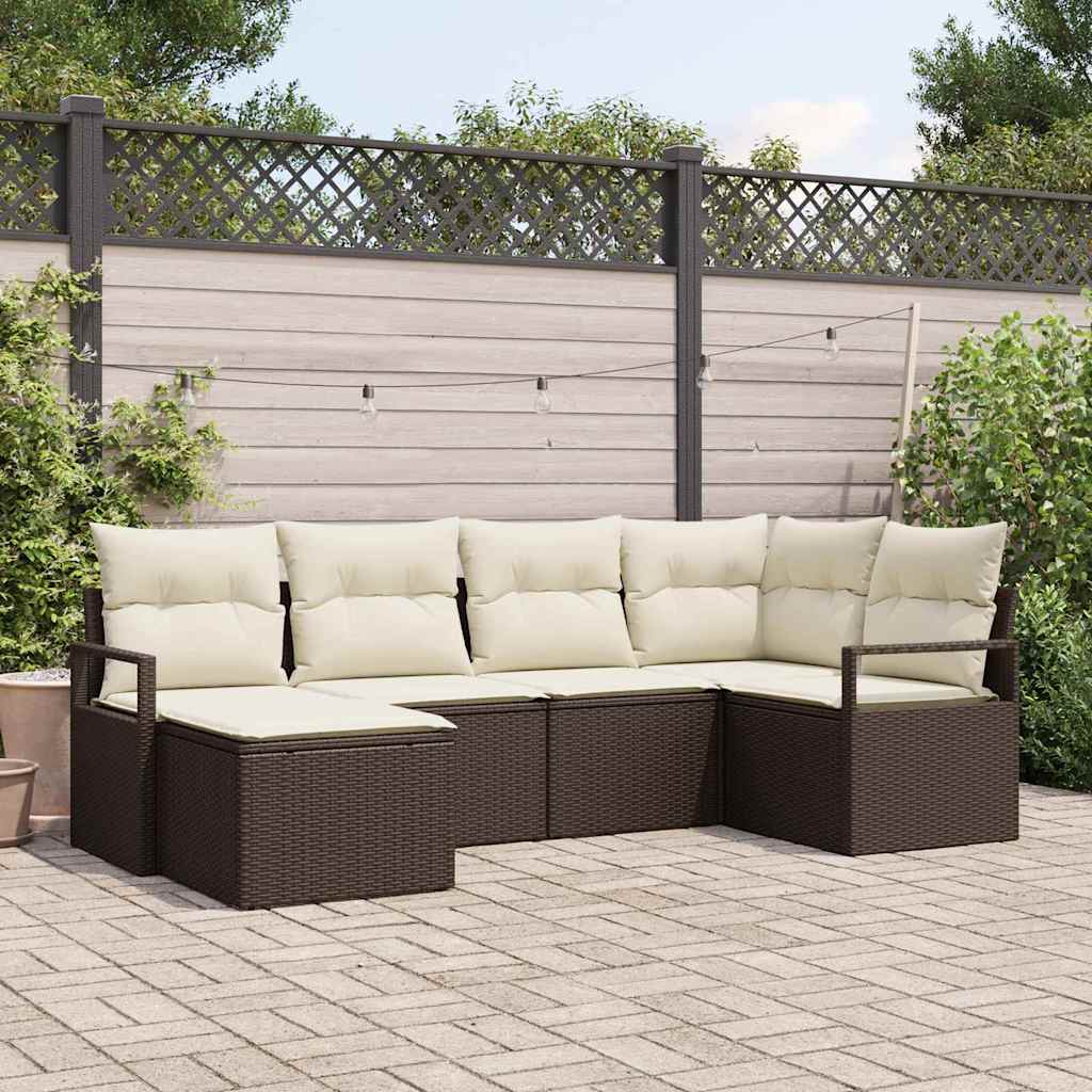 Bankstel Met Kussen Met Opslag 6 Pcs En Crème Poly Rattan